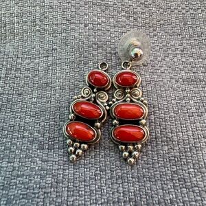 Elegant Silver and Red Earrings